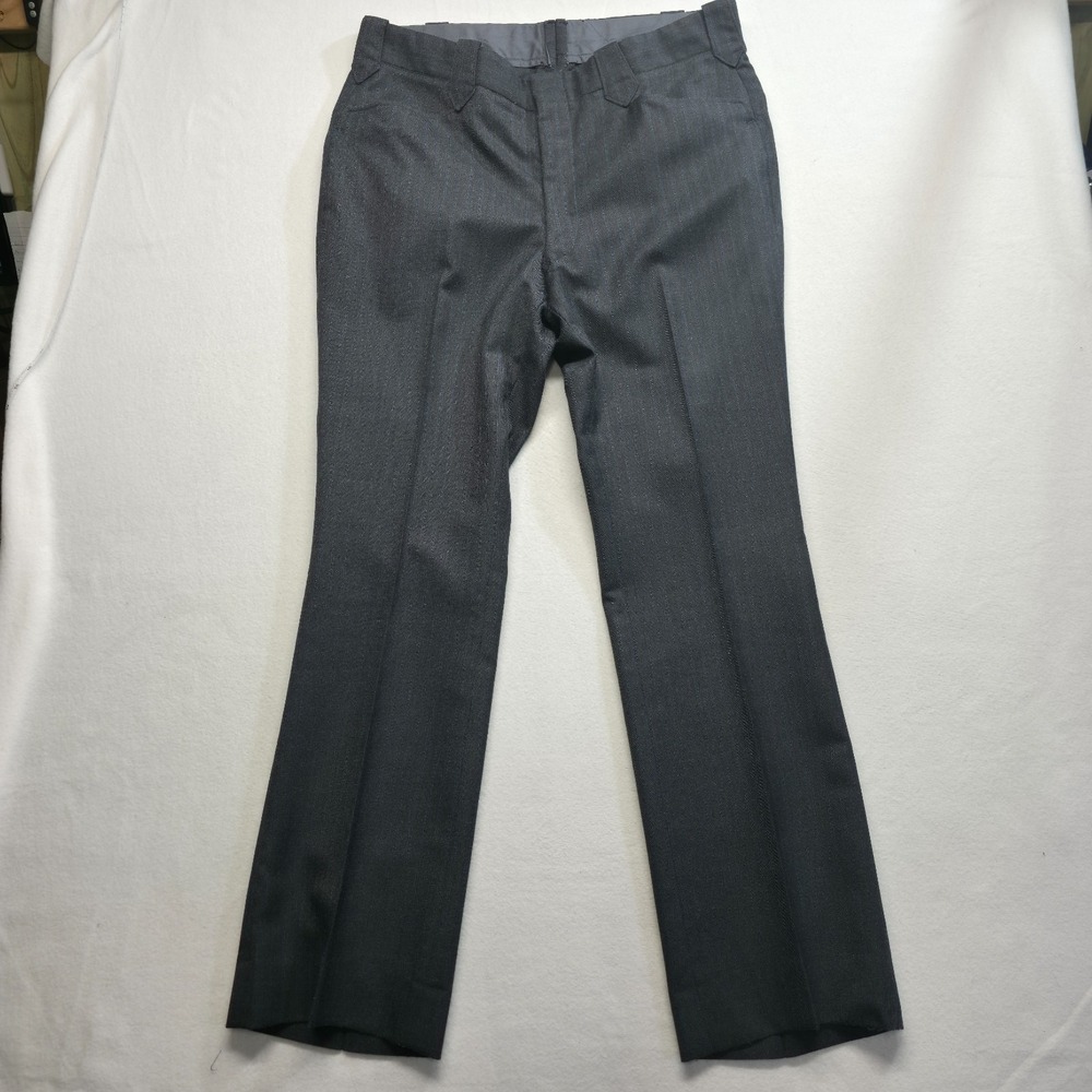 Gross Mens Western Gray Blue Striped Dress Pants Pearl Snap Pockets Size 36x32.5